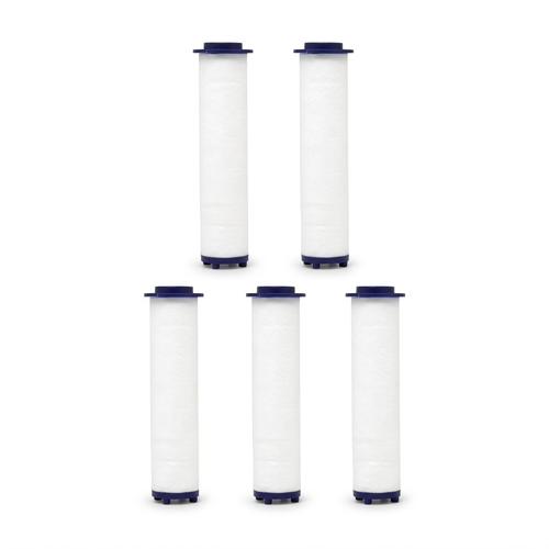 Lot de 5 cotons filtrants de rechange pour pommeau de douche filtrant 4 jets bouton stop, sur fond blanc – Maison Bréa