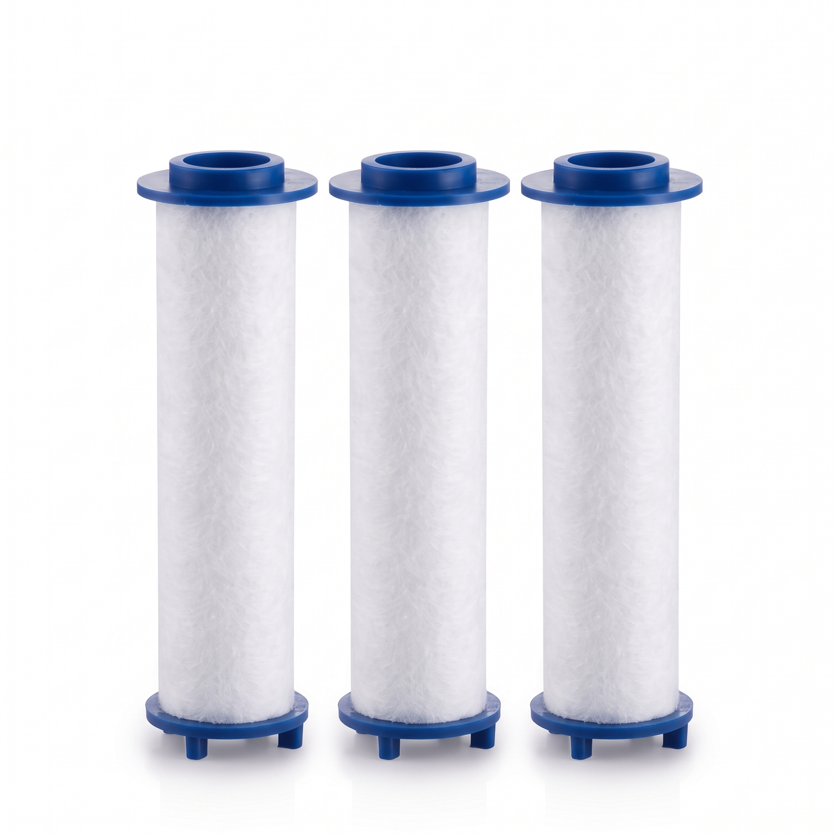 3 cartouches filtrantes de rechange pour pommeau de douche massant buses silicone, sur fond blanc