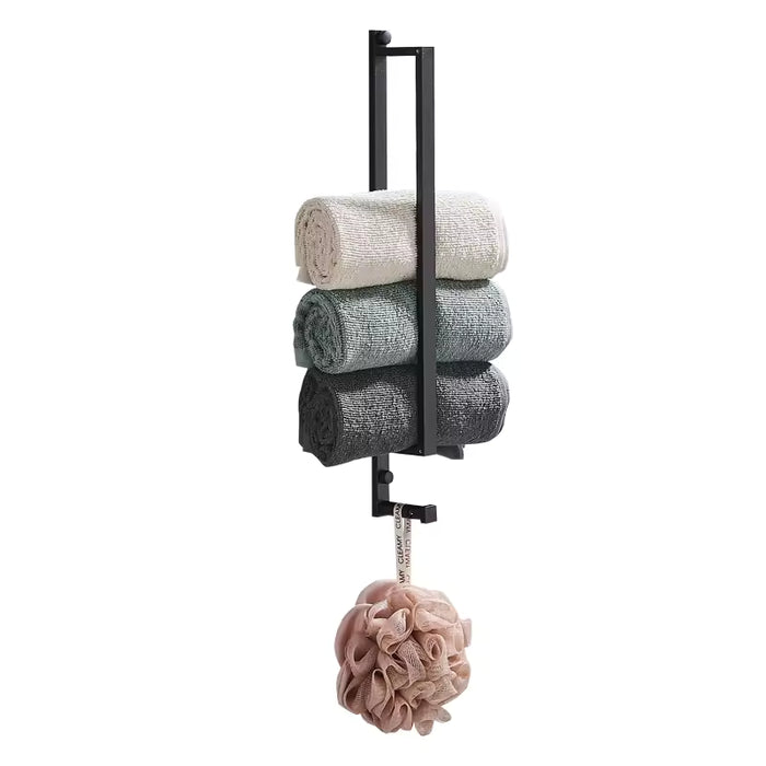 Crochet porte-serviettes mural en aluminium noir, version double