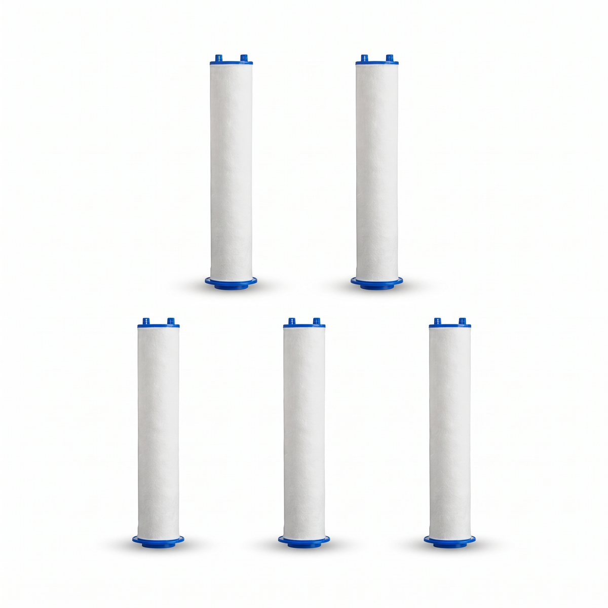 Lot de 5 filtres coton de rechange pour pommeau de douche filtrant 3 jets bouton stop, sur fond blanc – Maison Bréa