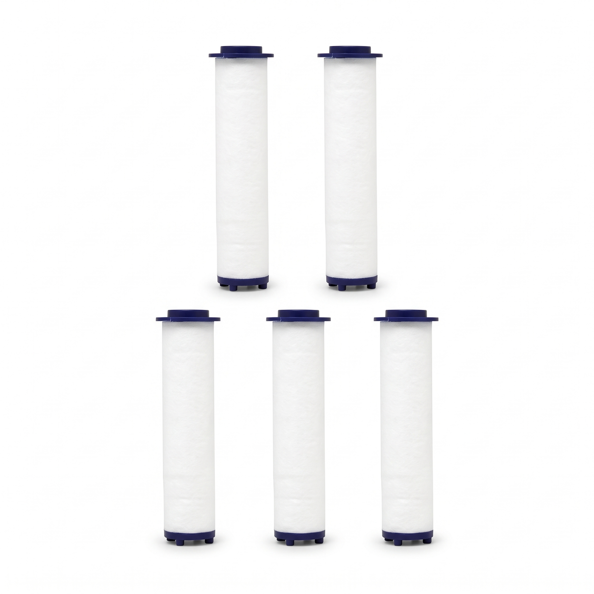 Lot de 5 cotons filtrants de rechange pour pommeau de douche filtrant 4 jets bouton stop, sur fond blanc – Maison Bréa