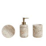 Distributeur de Savon Marbre Gris avec Accessoires Assortis