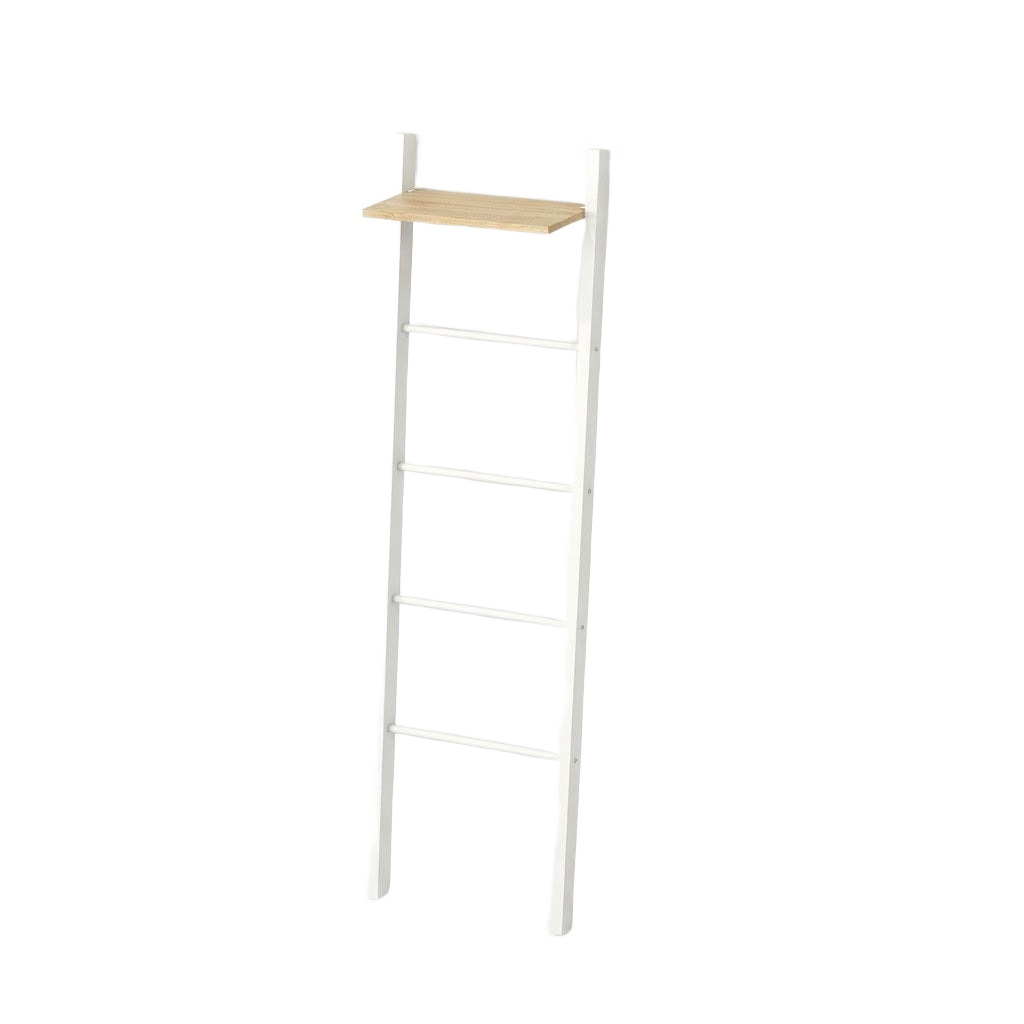 Porte-serviettes échelle avec étagère fond blanc