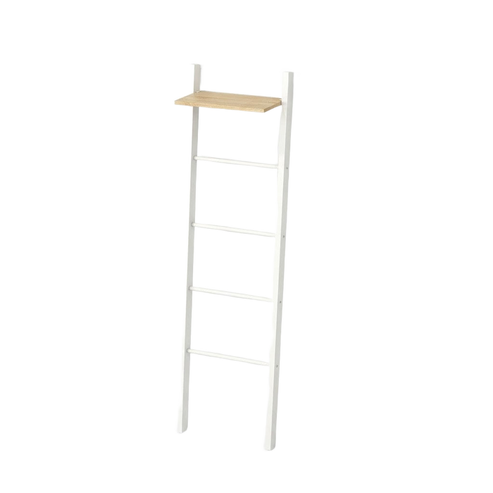 Porte-serviettes échelle avec étagère fond blanc