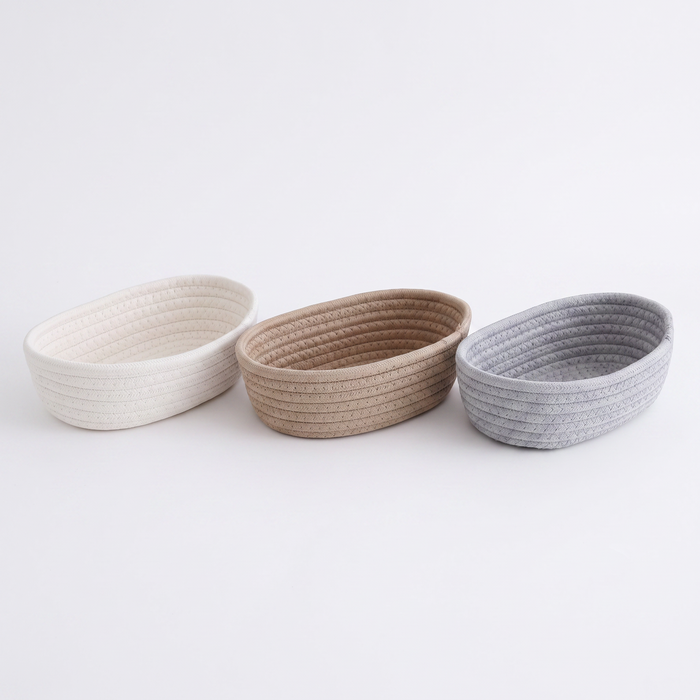 Panier de rangement corde coton 3 couleurs