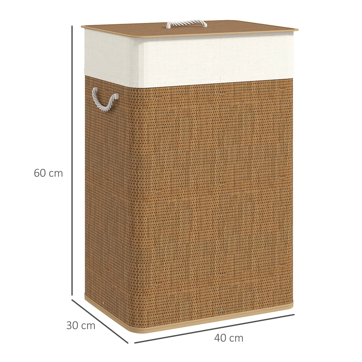 Panier à Linge Bambou avec Couvercle 40×30×60 cm | Maison Bréa