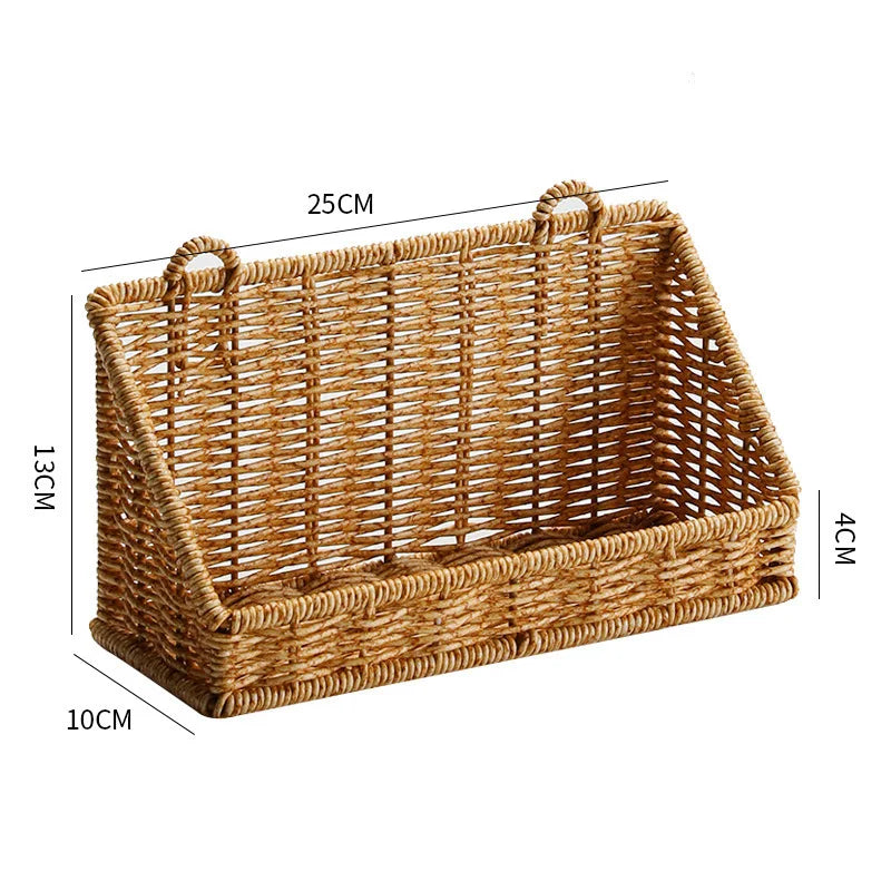 Panier Mural Salle de Bain Rotin avec Crochets | Maison Bréa