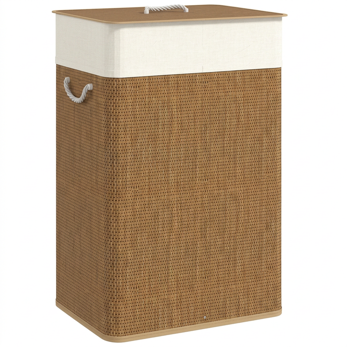 Panier à Linge Bambou avec Couvercle 40×30×60 cm | Maison Bréa