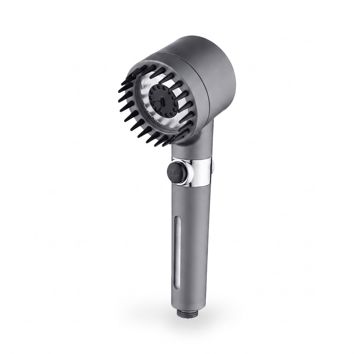 Pommeau de douche massant buses silicone avec filtre 3 jets, sur fond blanc – Maison Bréa