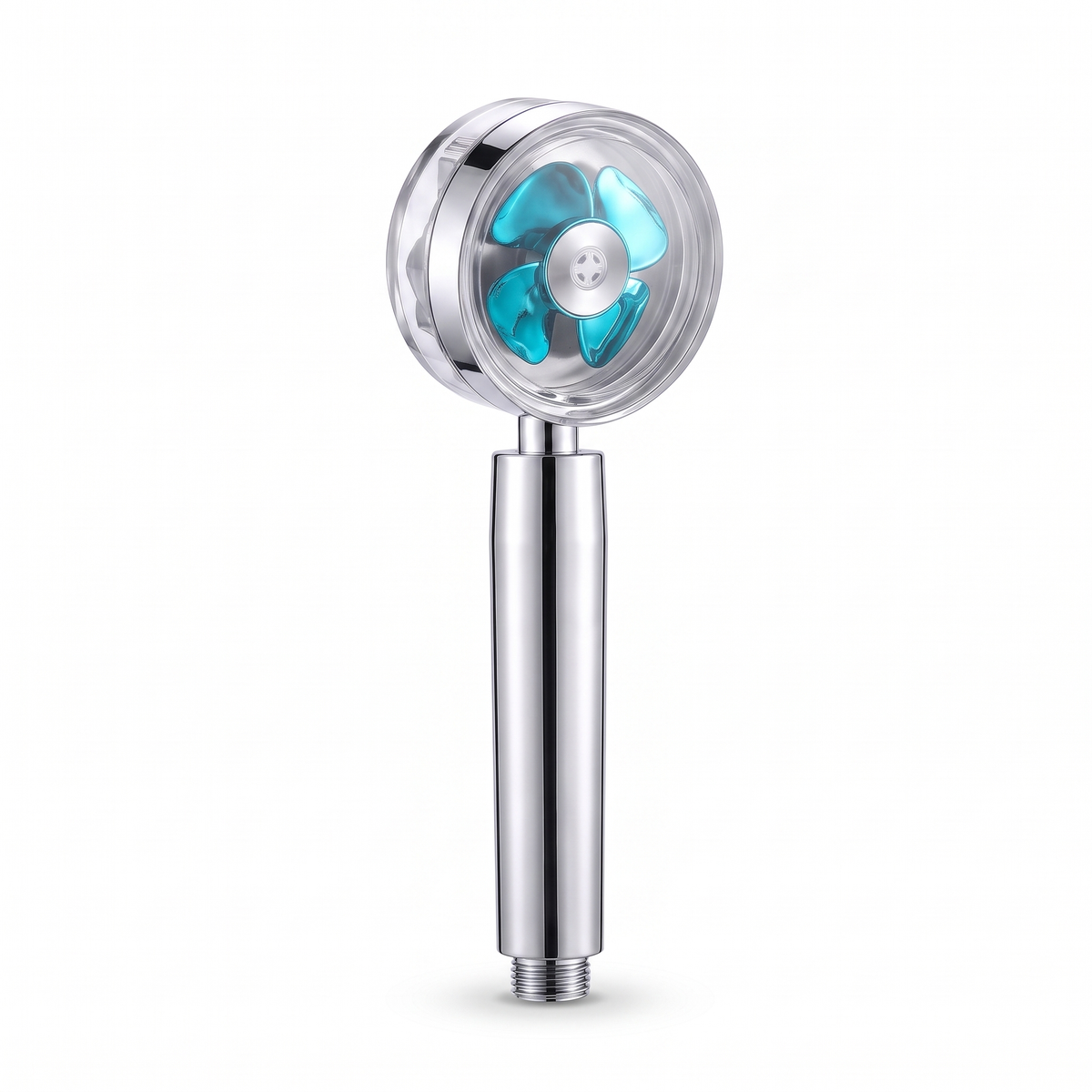 Pommeau de douche turbo à hélice 360° hélice bleue, sans bouton stop, sur fond blanc – Maison Bréa
