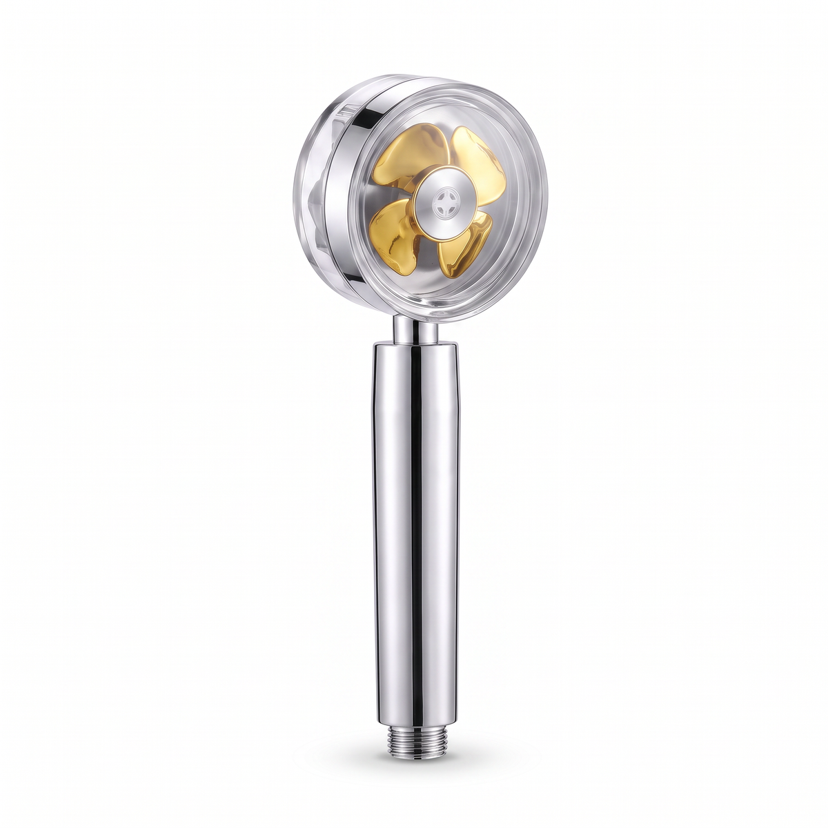 Pommeau de douche turbo à hélice 360° hélice dorée, sans bouton stop, sur fond blanc – Maison Bréa