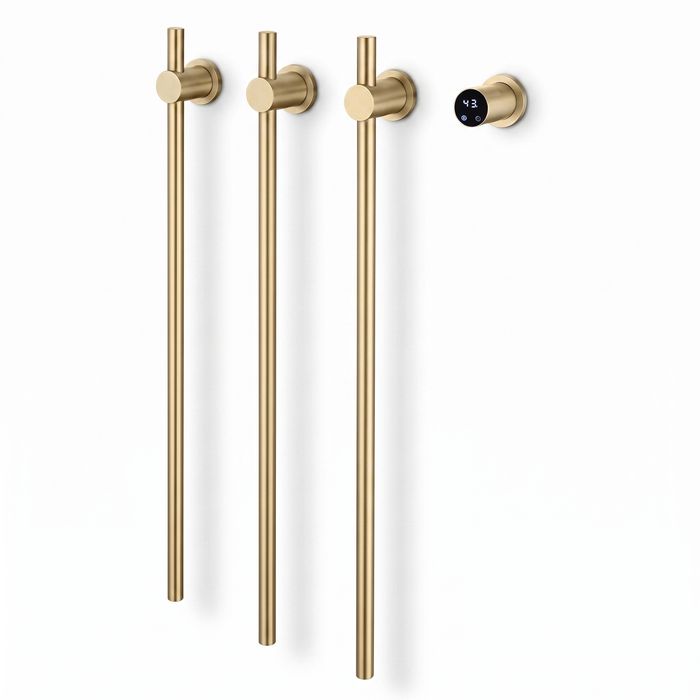 Sèche-serviette Stèle vertical encastré 3 barres Chrome Gris