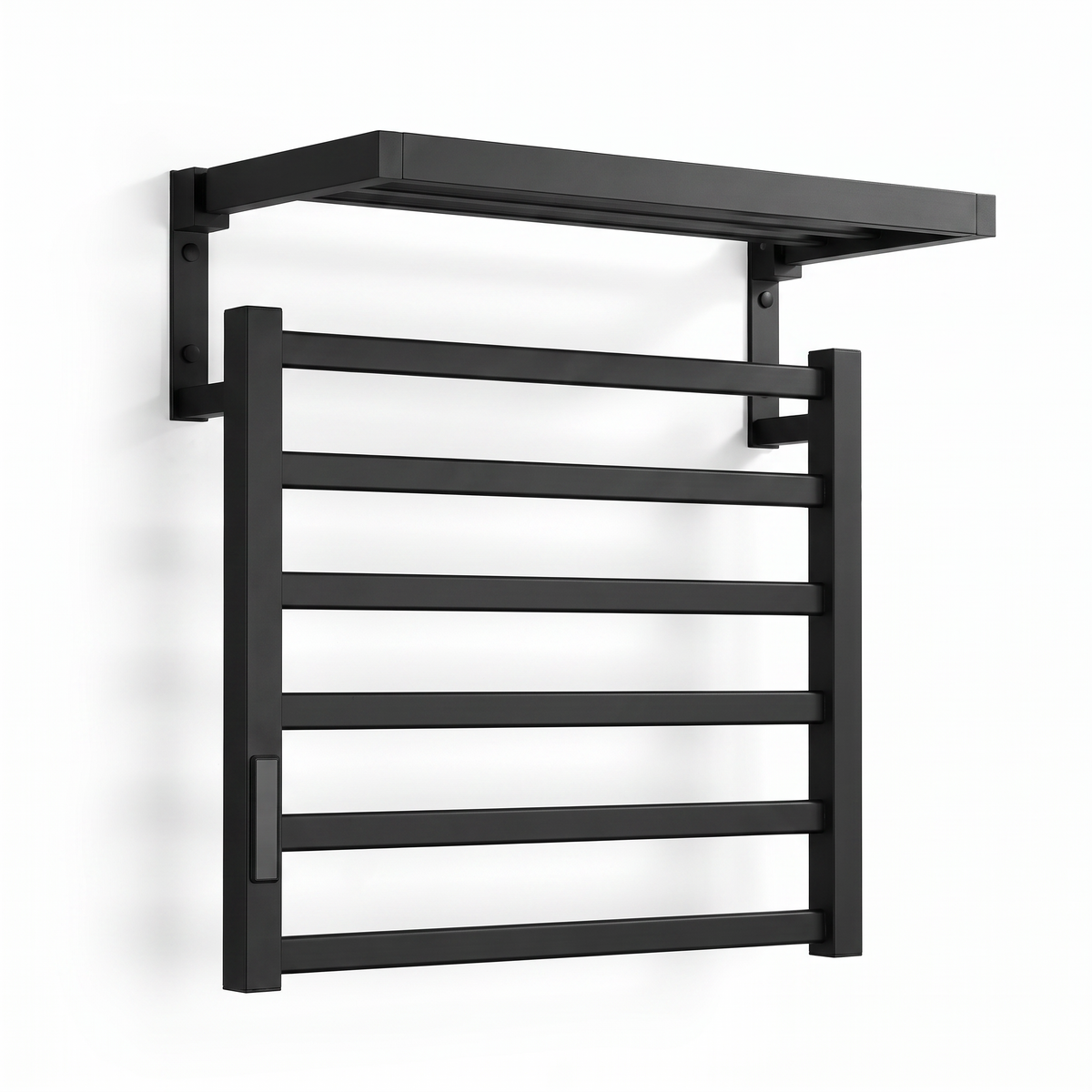 Sèche-serviette Tablette Maison Bréa mural noir avec étagère intégrée